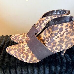 Impo Leopard Print Ankle Booties with Black Accent